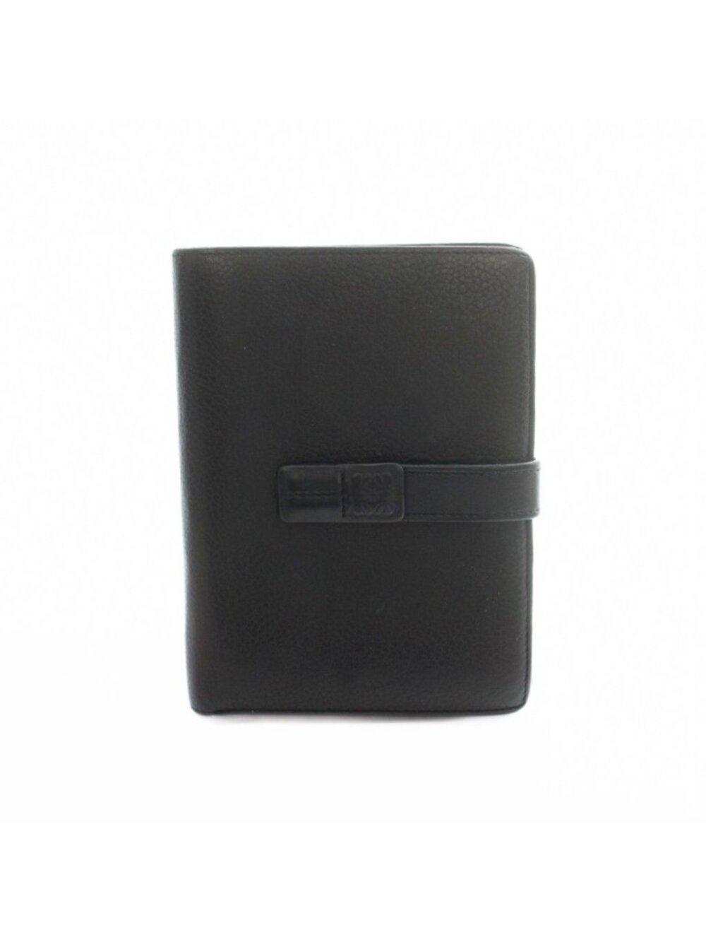 Loewe Vertical Wallet Medium Bifold Coin Purse Leather Black OH